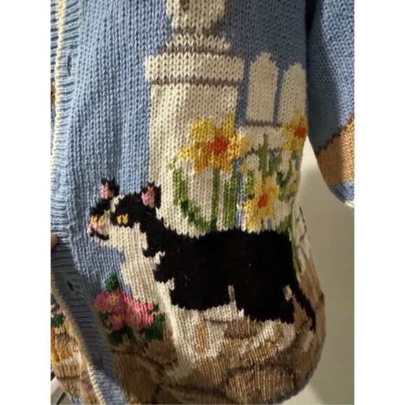 Design Options cat butterfly print embroidered chunky knit top L - Picture 6 of 9